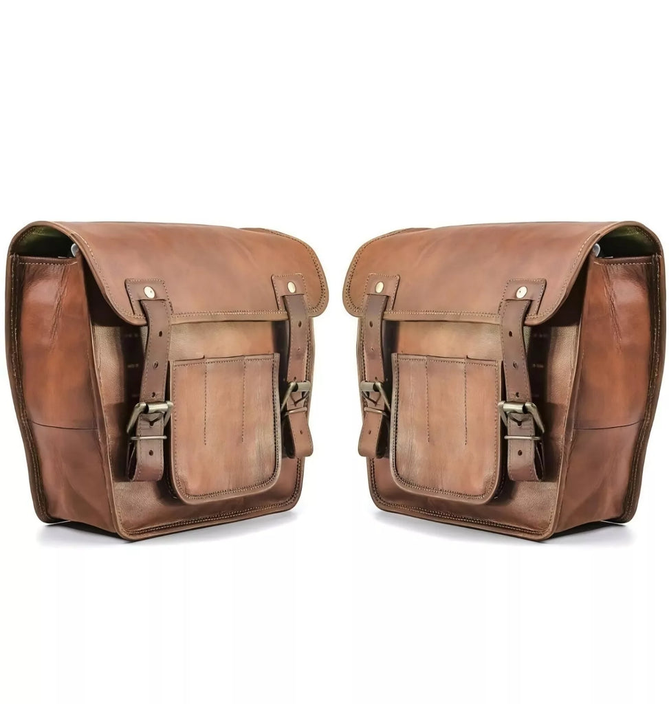 real leather motorcycle saddle bag