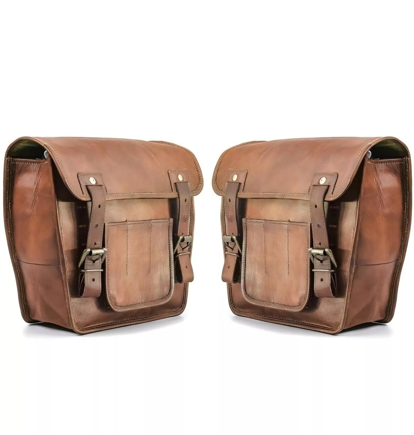 real leather motorcycle saddle bag