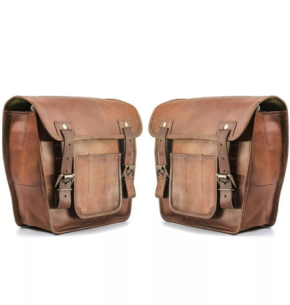 real leather motorcycle saddle bag