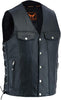 Mens Genuine Cowhide Leather Vest Biker