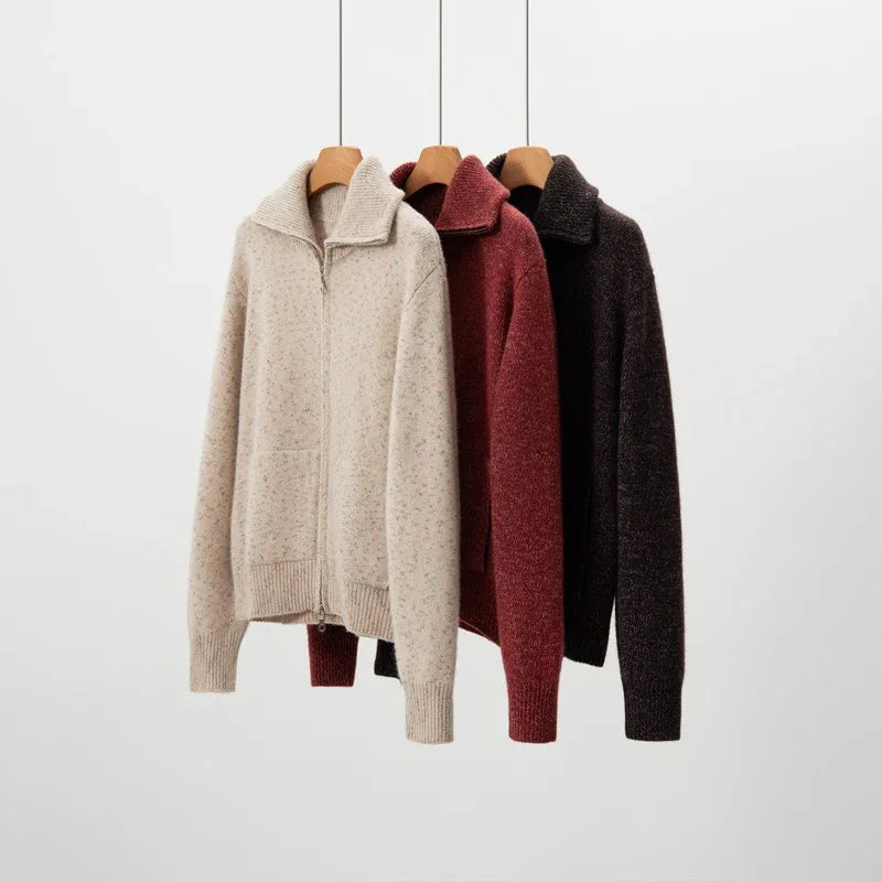 Warm Zip Wool Cashmere Cardigan Jacket Top