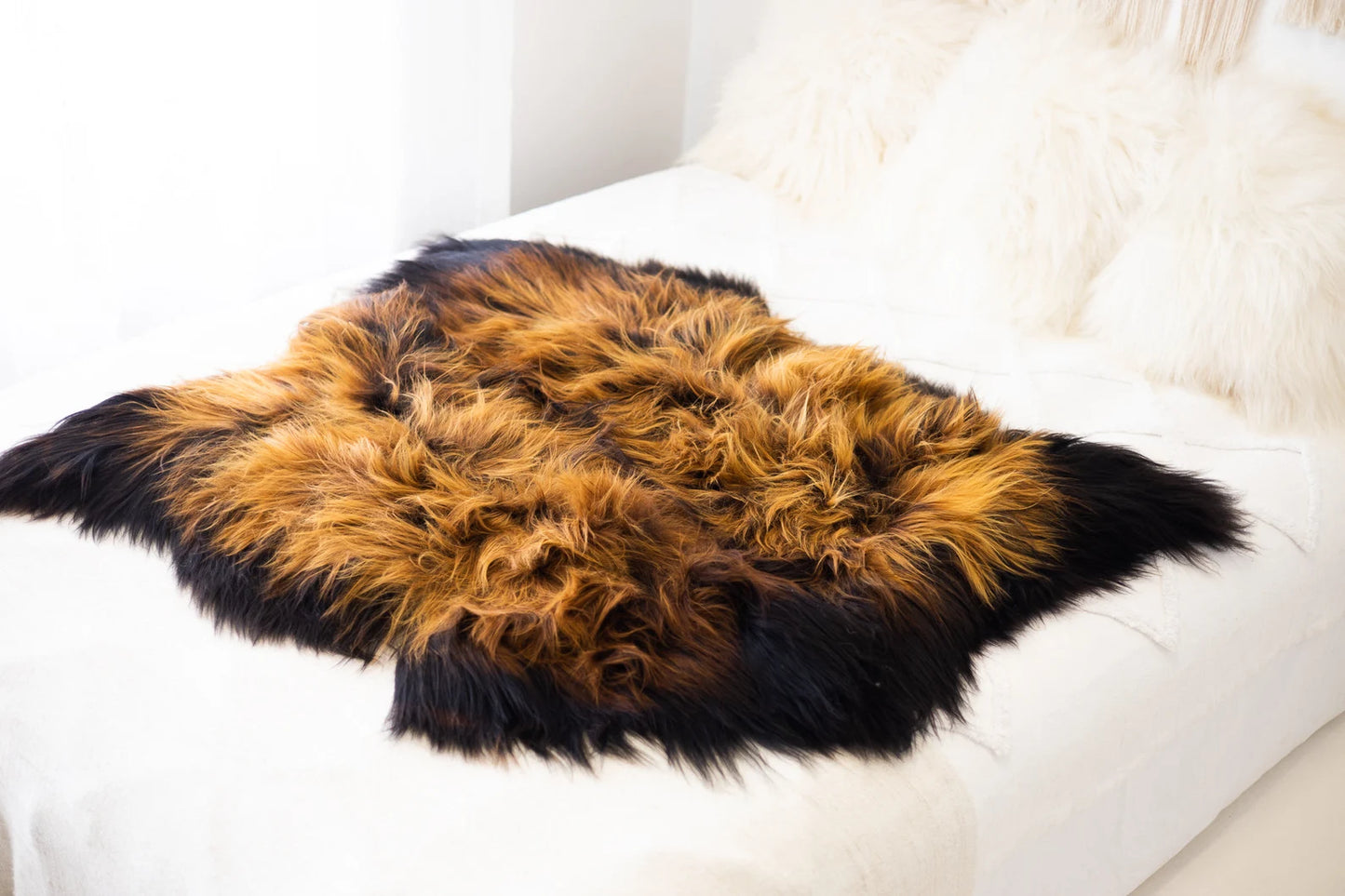 Large Sheepskin Rug Dark Brown Black