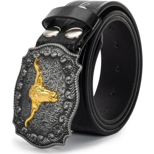 Western Longhorn Cowboy Leather Belt