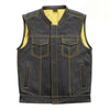 Men's Black Leather Motorcycle Biker Vest