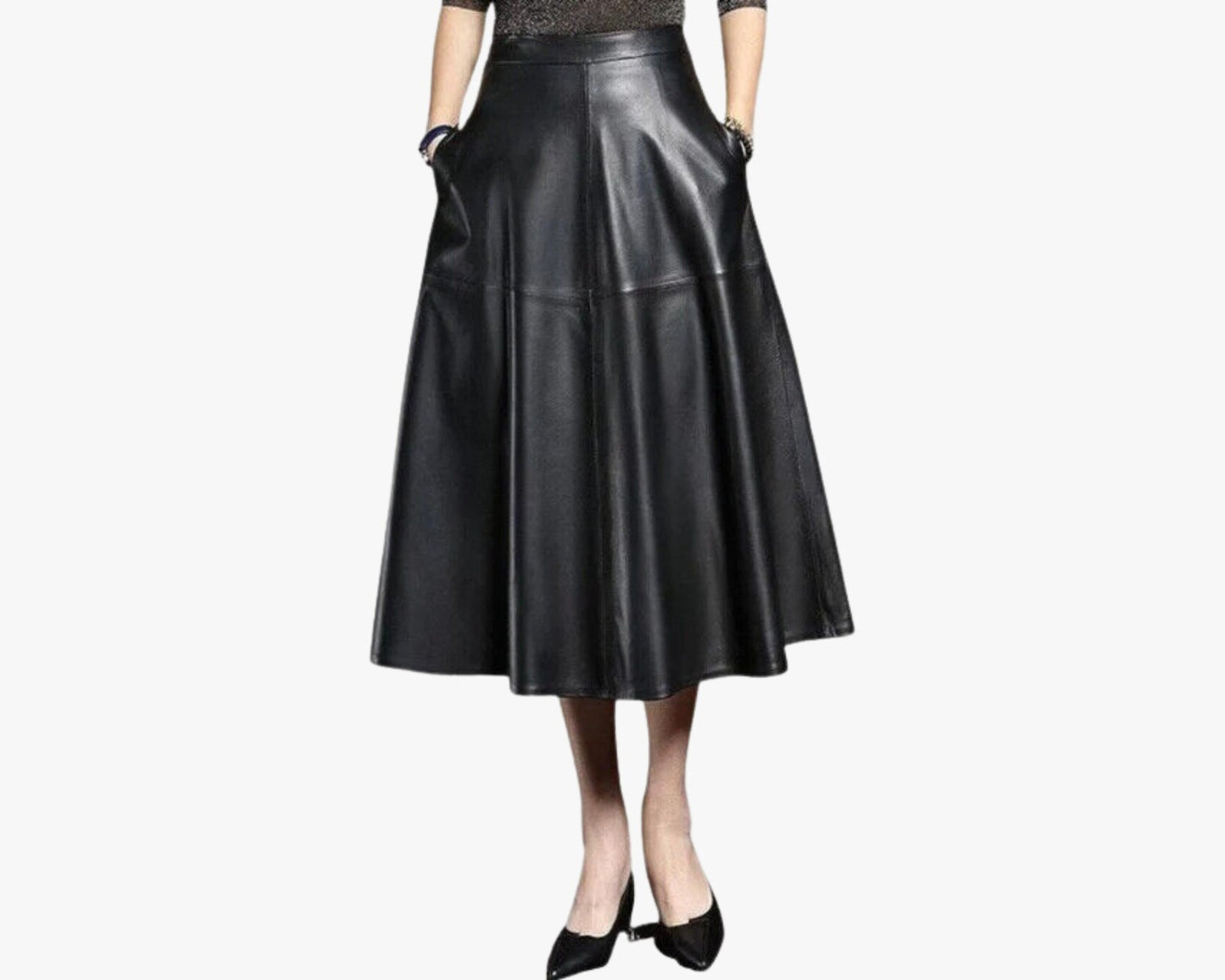 Leather Flare Long Skirt