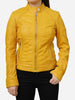 Women's Yellow Slim Fit Biker Leather Jacket