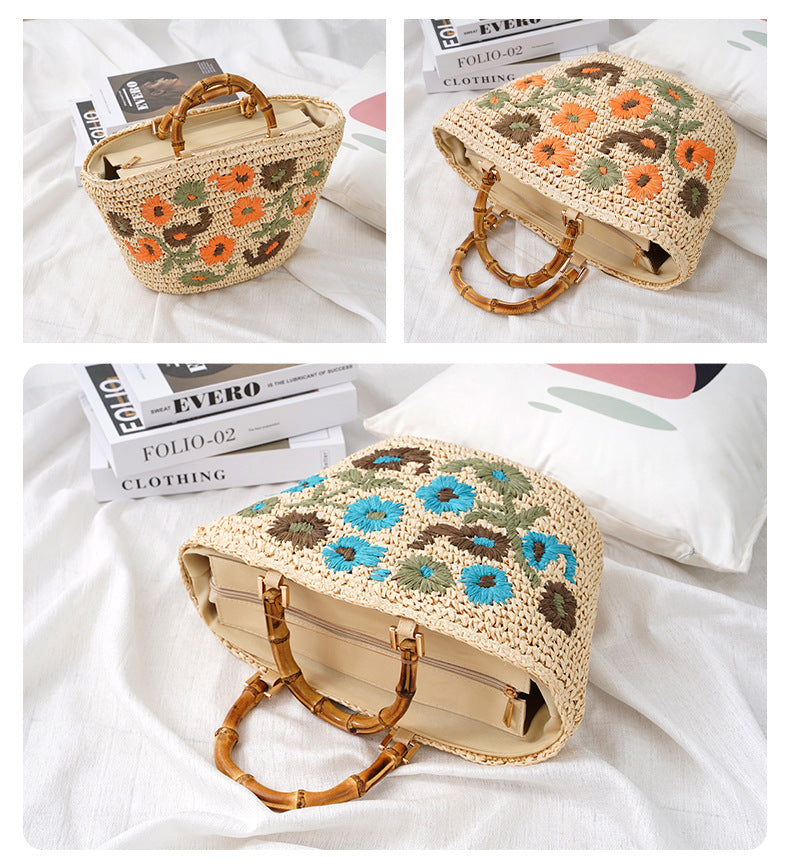 Women's straw summer beach bag