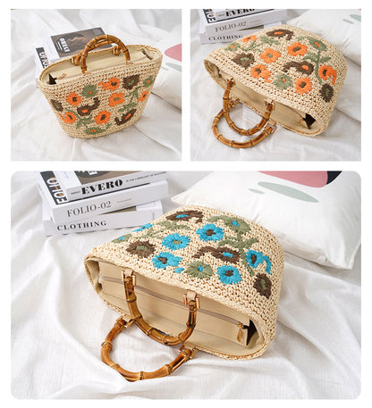 Women's straw summer beach bag