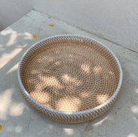 Boho Handwoven Round Natural Rattan Tray