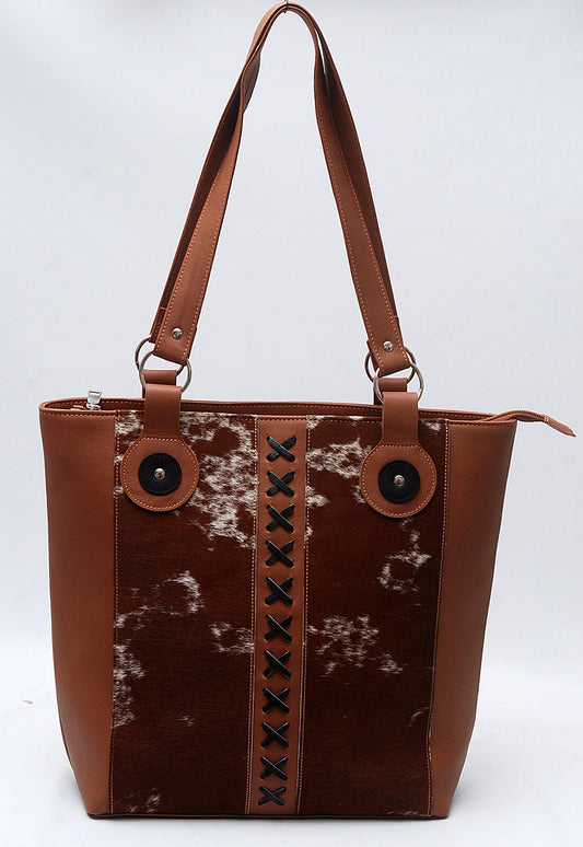 Natural Spotted Cowhide Hair On Tote Bags