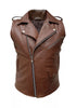 Men's Leather Vest Brown Biker