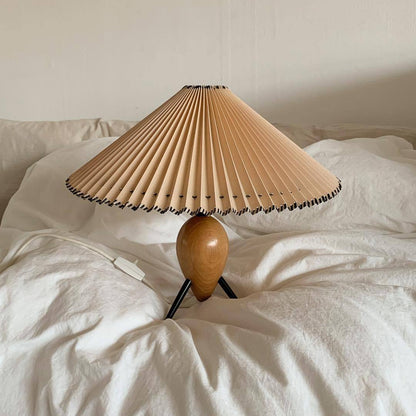 Medieval Origami Boho Table Lamp with Wooden Base