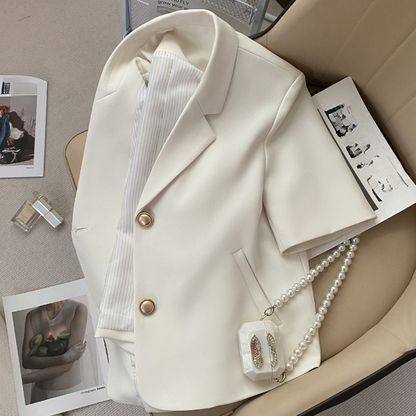 Off-white short sleeve women suit blazer