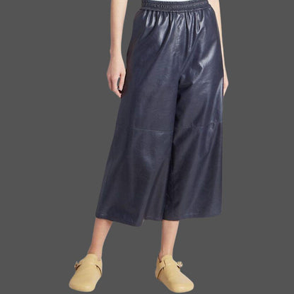 Genuine Leather Baggy Women Pants