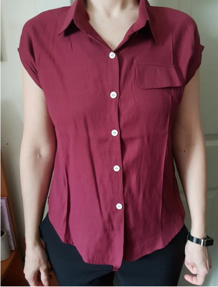 Women's Shirt with Rolled Cuffs and Half Sleeves