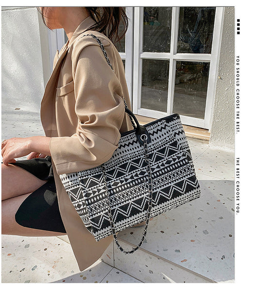 Boho Canvas Bucket Bag for Women