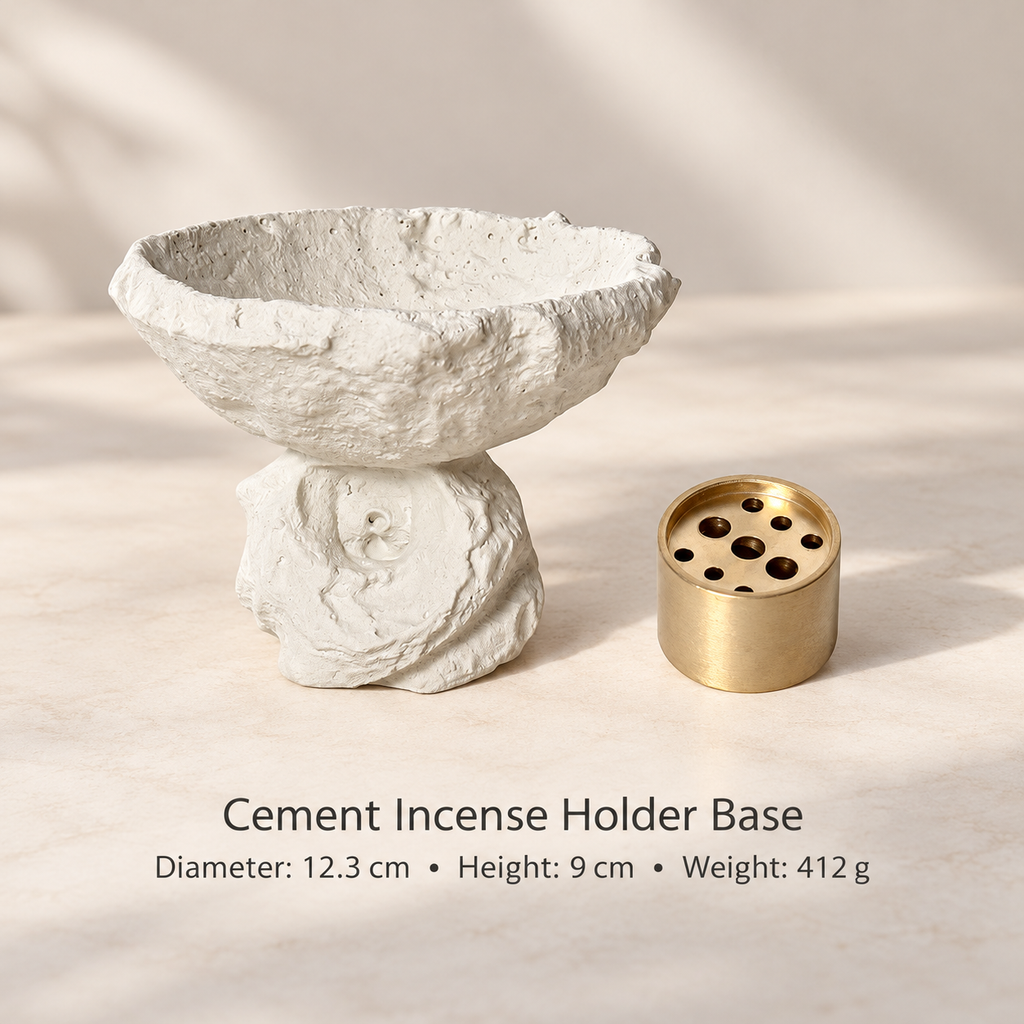 Modern Incense Holder in Cement with Sculptural Pedestal Bowl 1