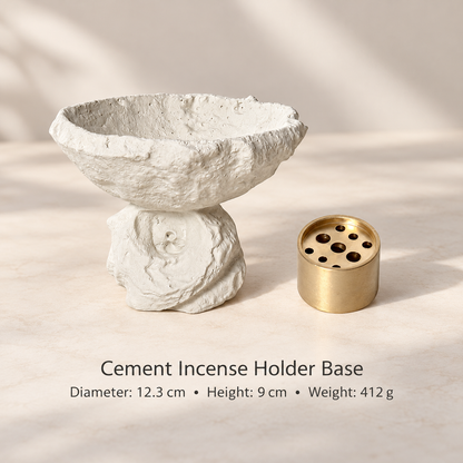 Modern Incense Holder in Cement with Sculptural Pedestal Bowl 1
