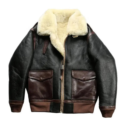 Genuine Leather RAF Bomber Shearling Jacket Men's