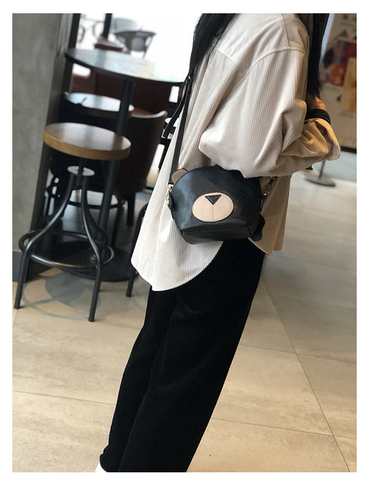 Brown Mini Leather Messenger Bag for Women