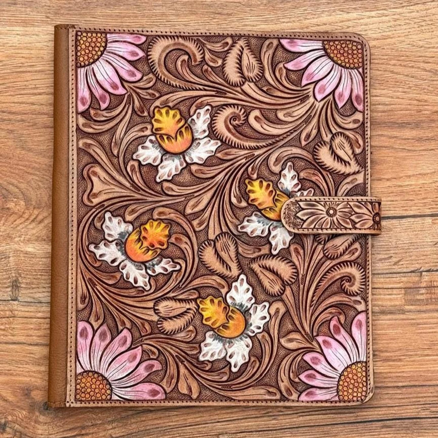 Tooled Leather Binder Organizer