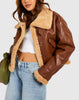 shearling fur leather bomber jacket women