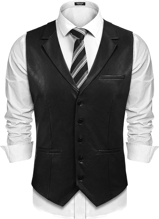 Casual Men's Leather Suit Vest