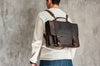 Men leather briefcase bag backpack