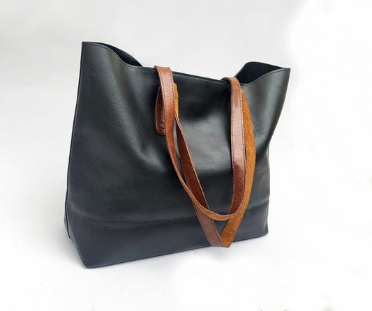 Genuine leather tote bag for mom