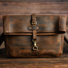 Men’s Crazy Horse Cowhide Leather Motorcycle Messenger Bag