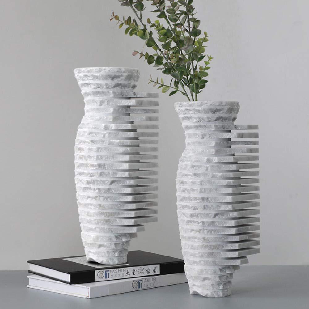 White Marble Decorative Vase Luxury Stone Centerpiece