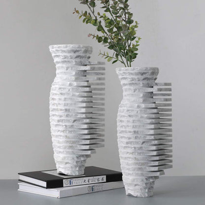 White Marble Decorative Vase Luxury Stone Centerpiece