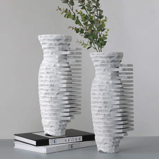 White Marble Decorative Vase Luxury Stone Centerpiece