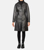 Women's Black Leather Trench Long Coat