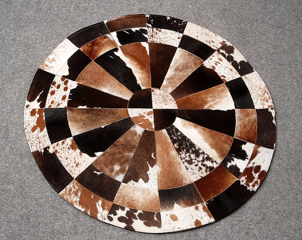 Cowhide Round Patchwork Carpet