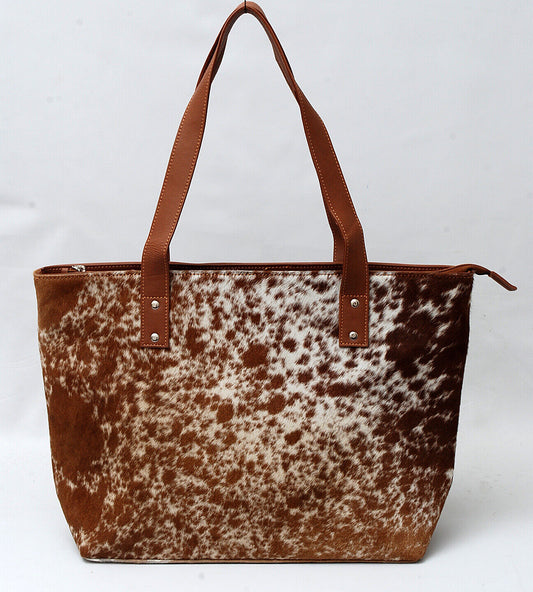 Brown White Cowhide Ladies Bag