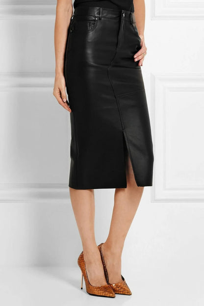 Formal Genuine Leather Skirt