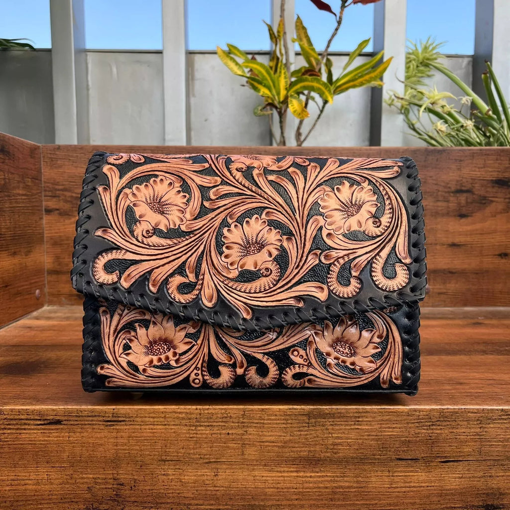 Tooled Leather Engraved Handbag