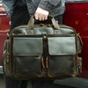 Genuine Leather Office Bag with Trolley Strap