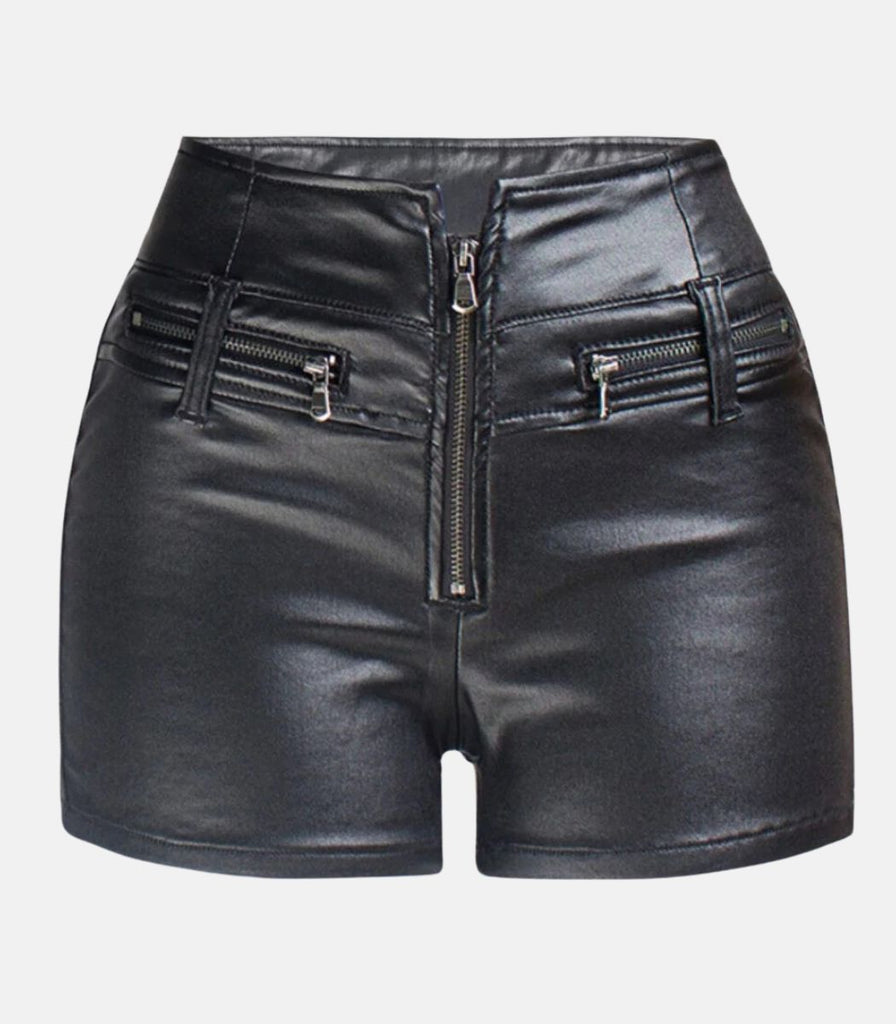 Genuine Leather Black Leather Short Women