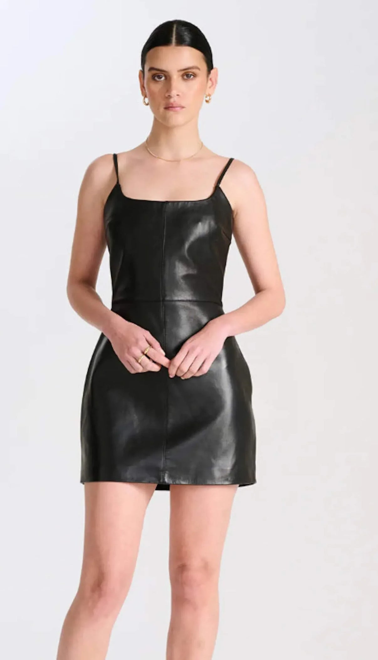 Genuine Mini Leather Dress in Black – Boho Living Room