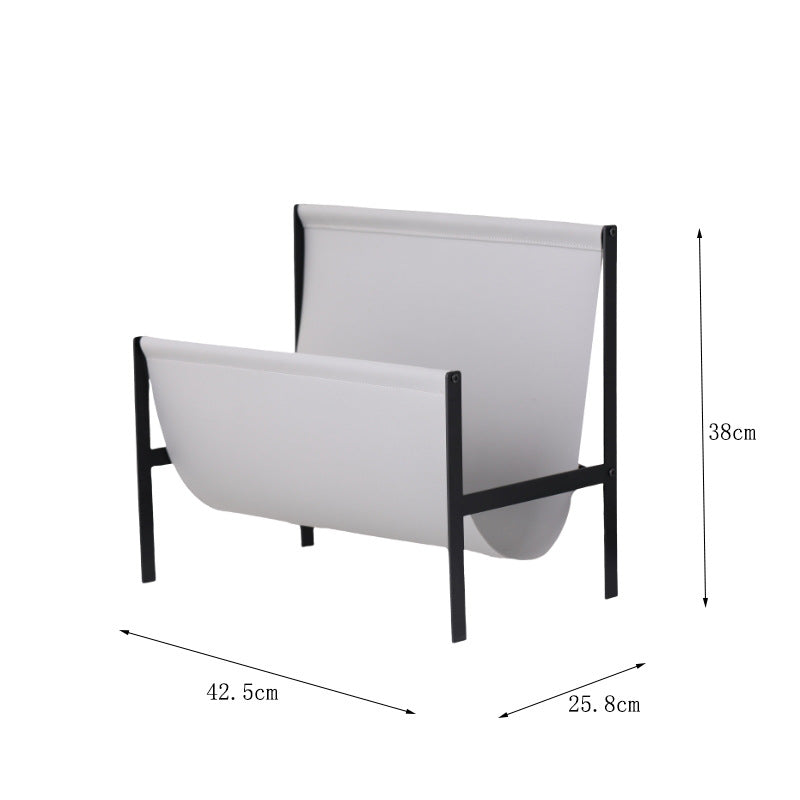 Modern leather metal magazine rack stand