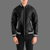 Men's Black Leather Zip Up Jacket