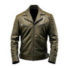 Men’s Army Green Black Genuine Leather jacket