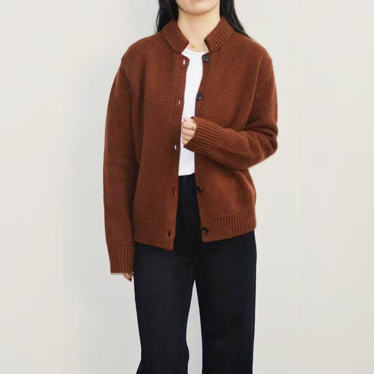 Women Wool Cardigan Stand Collar Sweater