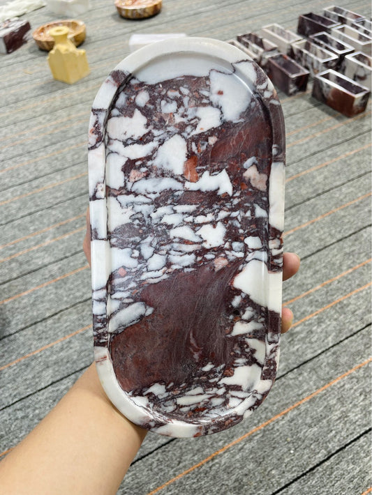 Natural Marble Oval Tray Vanity Organizer & Decorative