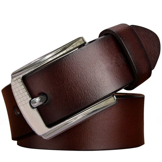 Premium Full Grain Leather Belt with Silver Buckle for Men