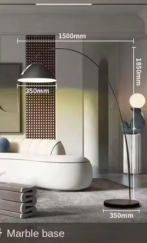 Modern curved arc floor lamp for living rooms C-black