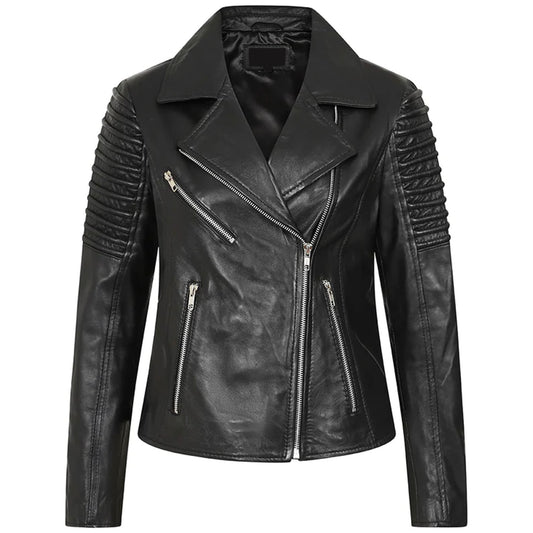 Real Leather Moto Style Women Leather Jacket