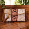 Hand tooled leather cowhide crossbody purse